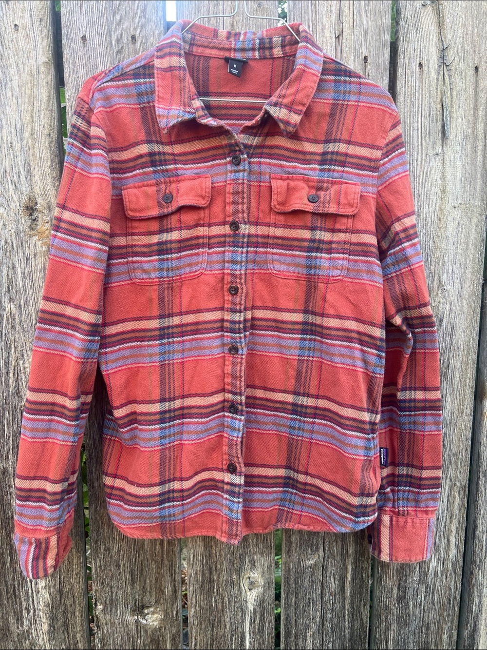 Patagonia Orange Plaid Fjord Button-Down Shirt